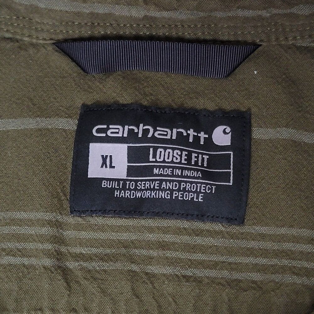 Carhartt Loose Fit Mens Shirt XL Button Down Striped Long Sleeve Outdoors Casual - Picture 4 of 8